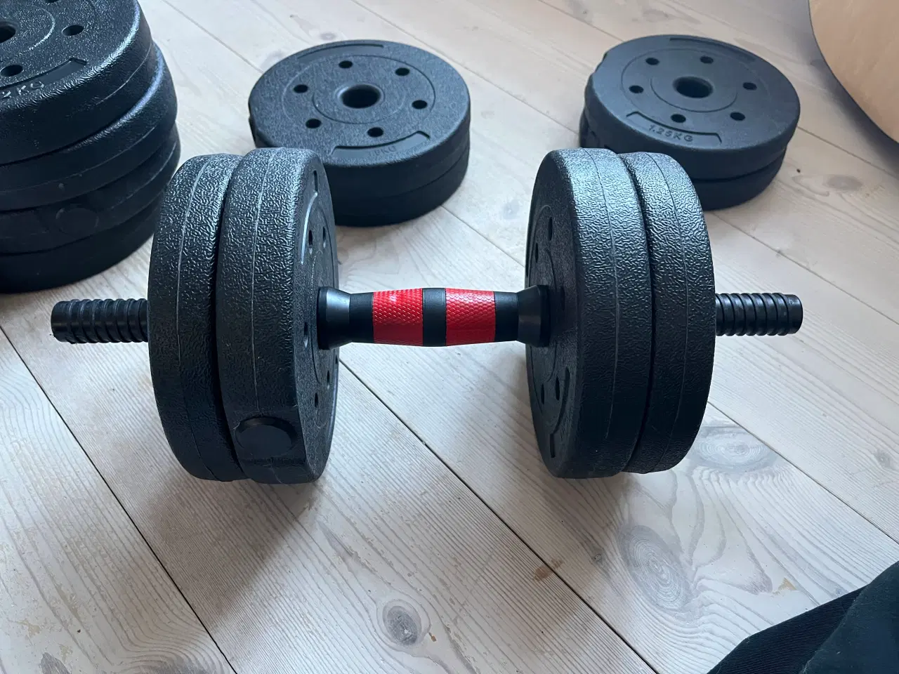 Billede 10 - Fuldt træningsset med vægte, push up bars, etc