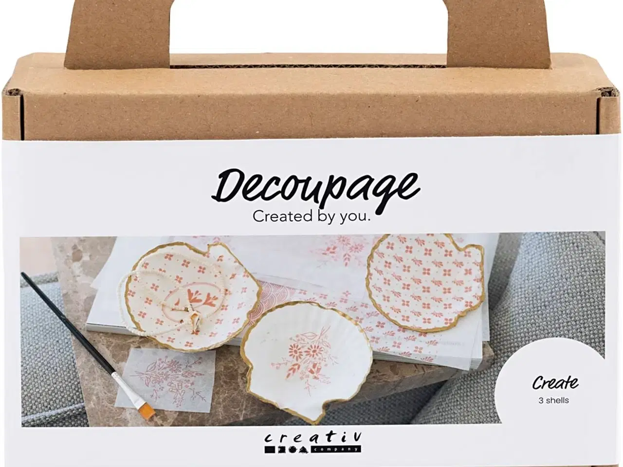 Billede 1 - Mini DIY Kit Decoupage, Muslingeskaller, soft rosa, 1 pk.