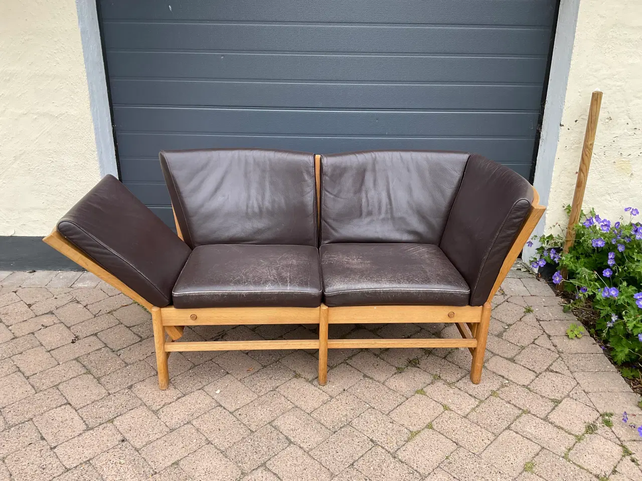 Billede 2 - Sofa, læder/ egetræ 