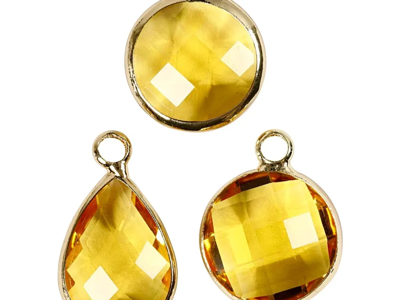 Billede 1 - Smykkevedhæng, H: 15-20 mm, hulstr. 2 mm, gul, 1 pk.