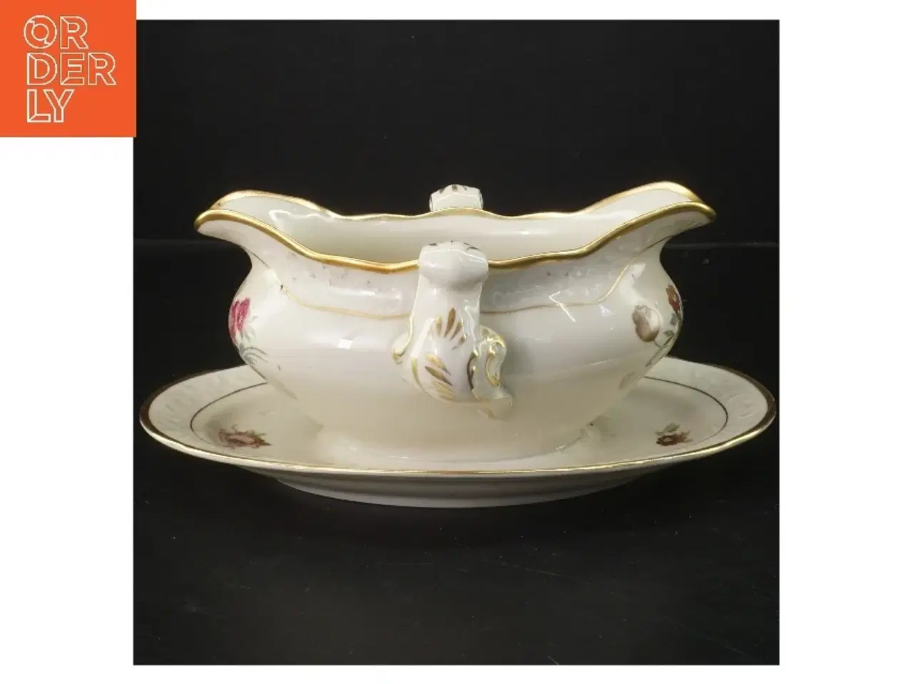 Billede 1 - Porcelæns saucekande med tallerken fra Københavns Porcellains Maleri (str. 25x10x18 cm)