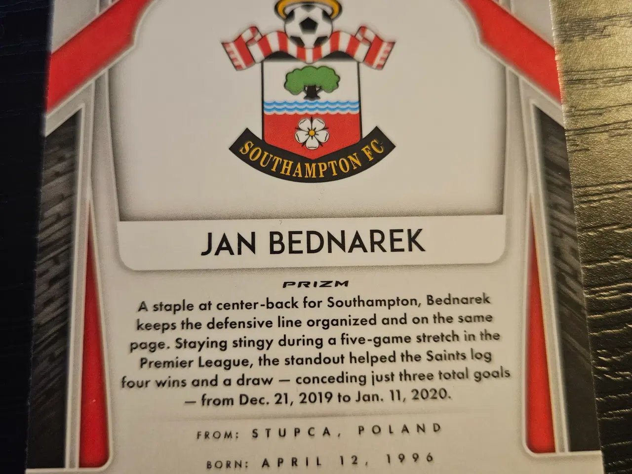 Billede 2 - Jan Bednarek Prizm Multi Color Fodboldkort