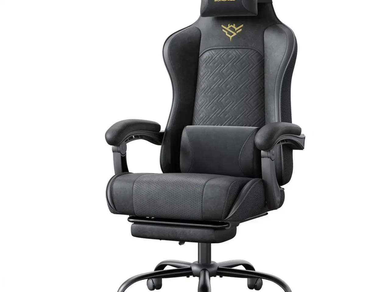 Billede 1 - Ergonomisk gamerstol med fodstøtte og fjedret sæde – ink black OBG079B01