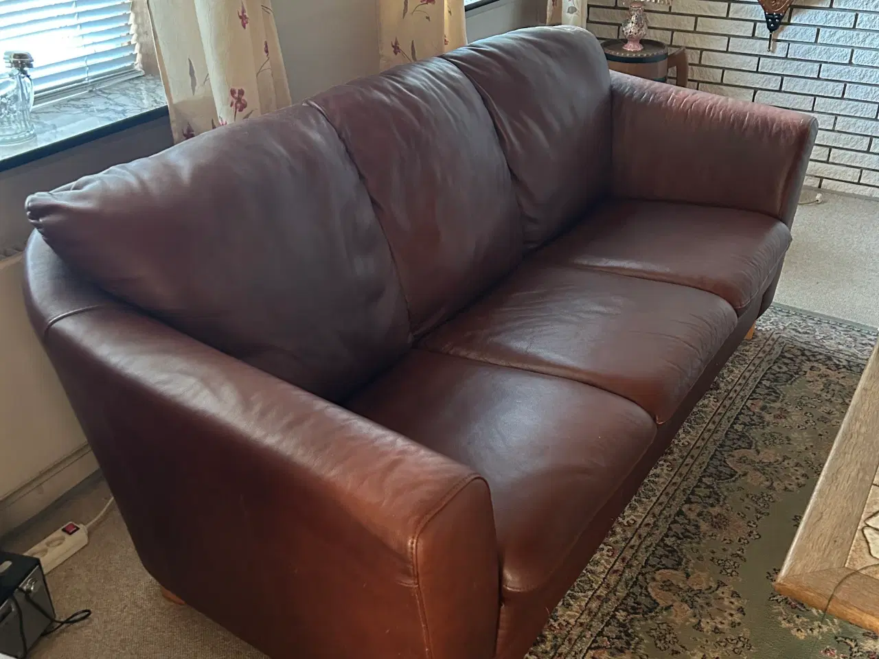 Billede 1 - Brun lædersofa
