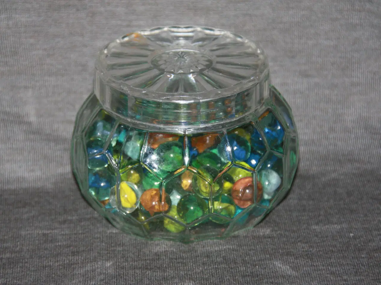 Billede 4 - Honningkrukke i ufarvet glas med plastlåg