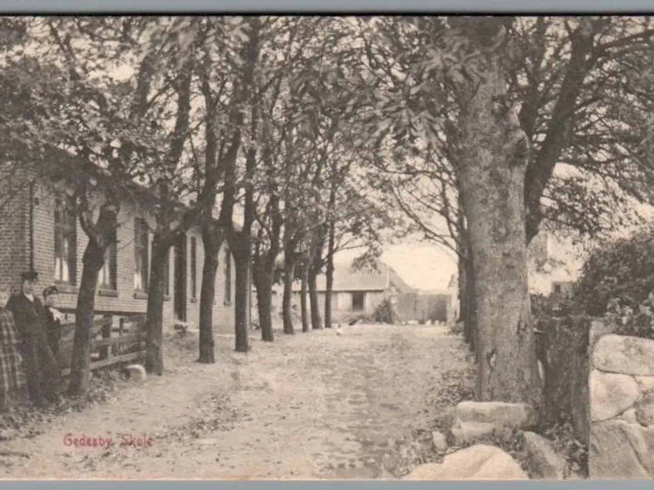 Billede 1 - Gedser Skole - Julemærke 1905 på bagside - Postkort  - Brugt