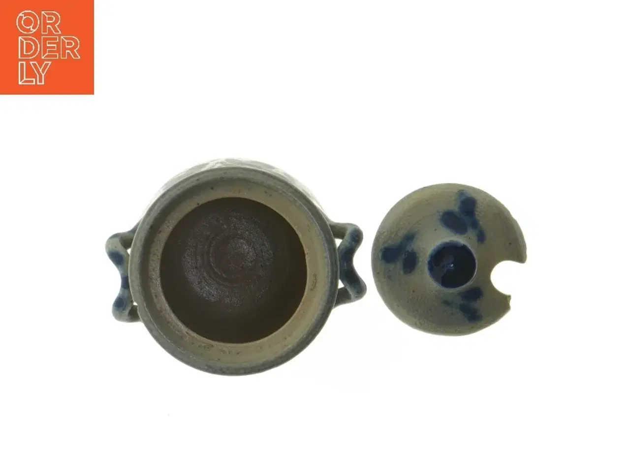 Billede 4 - Keramik krukke med låg og dekor (str. Ø 6,5 cm længde 7,5 cm)