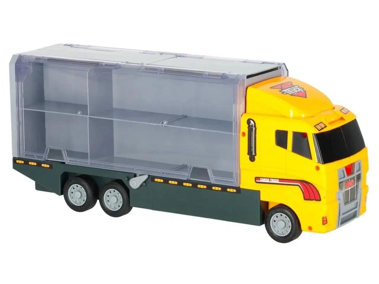 Billede 7 - Legetøjslastbil transporter med affyringsrampe + 6 metal byggemaskiner