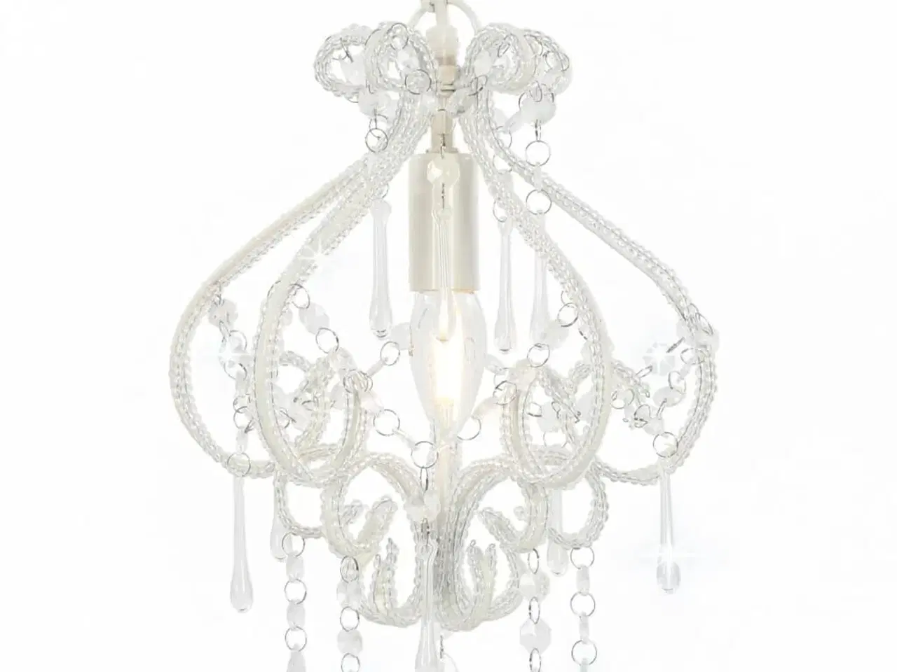 Billede 1 - Loftlampe med perler rund E14 hvid