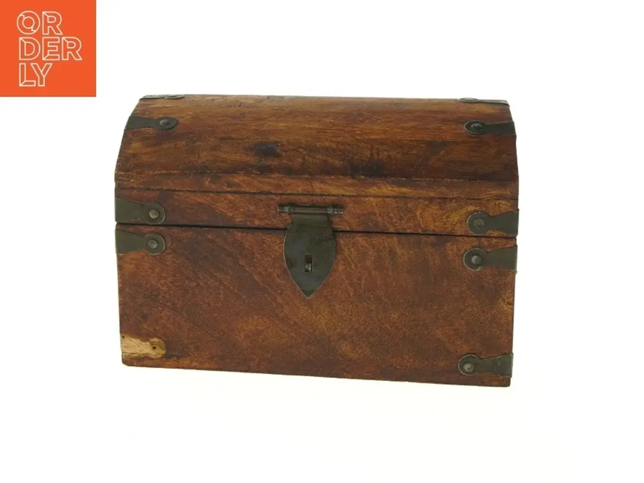 Billede 1 - Træ kiste med metalbeslag (str. 30,5x20x19,5 cm)
