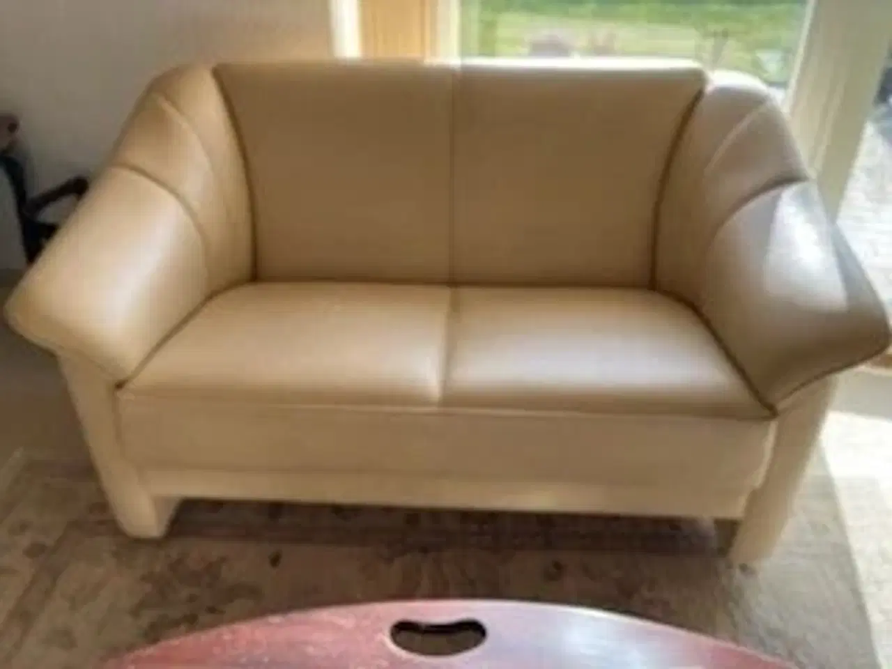 Billede 1 - Creme farvet læder sofa