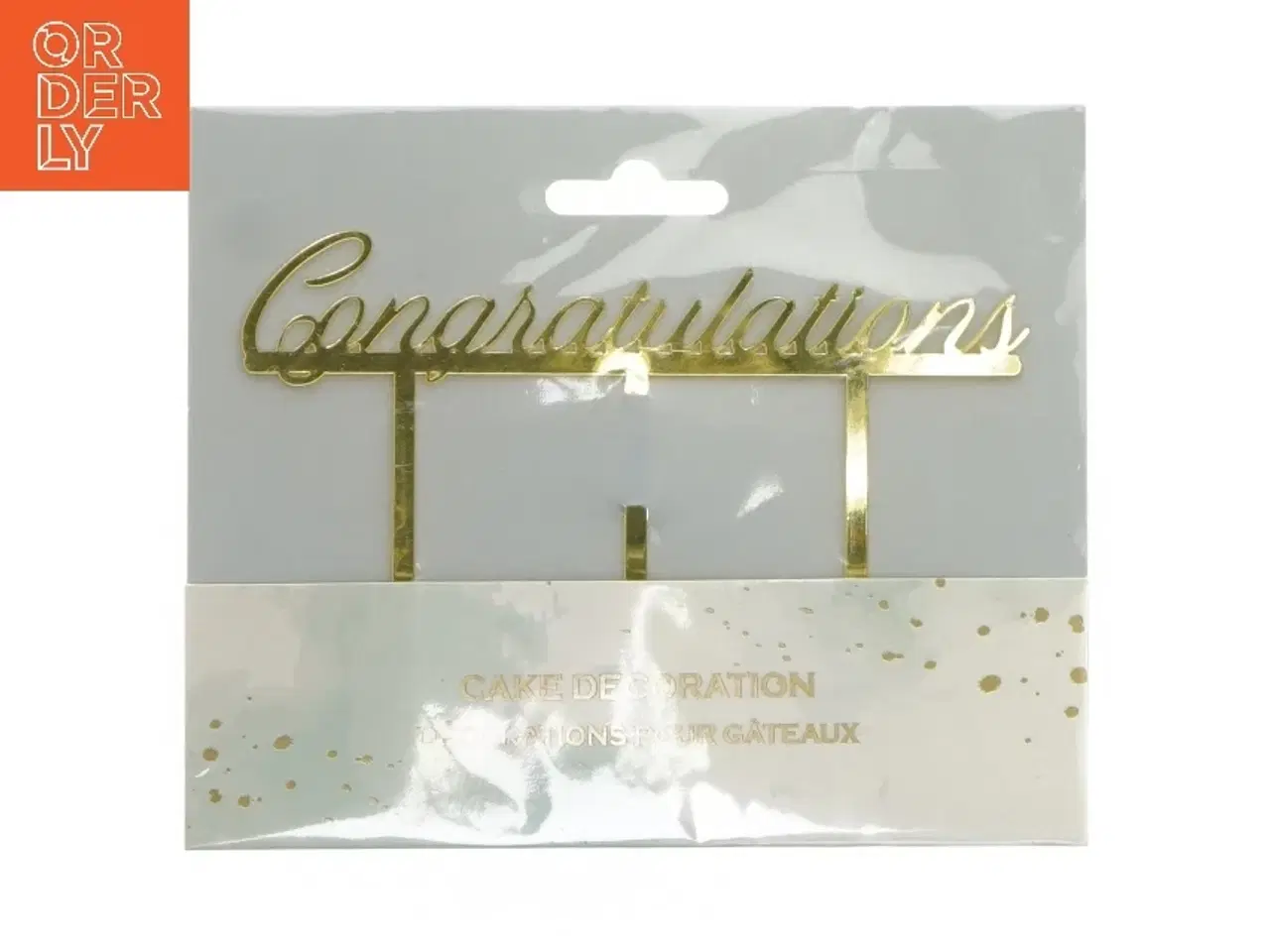 Billede 1 - Kagepynt med tekst &#39;Congratulations&#39; (str. 16x13 cm)