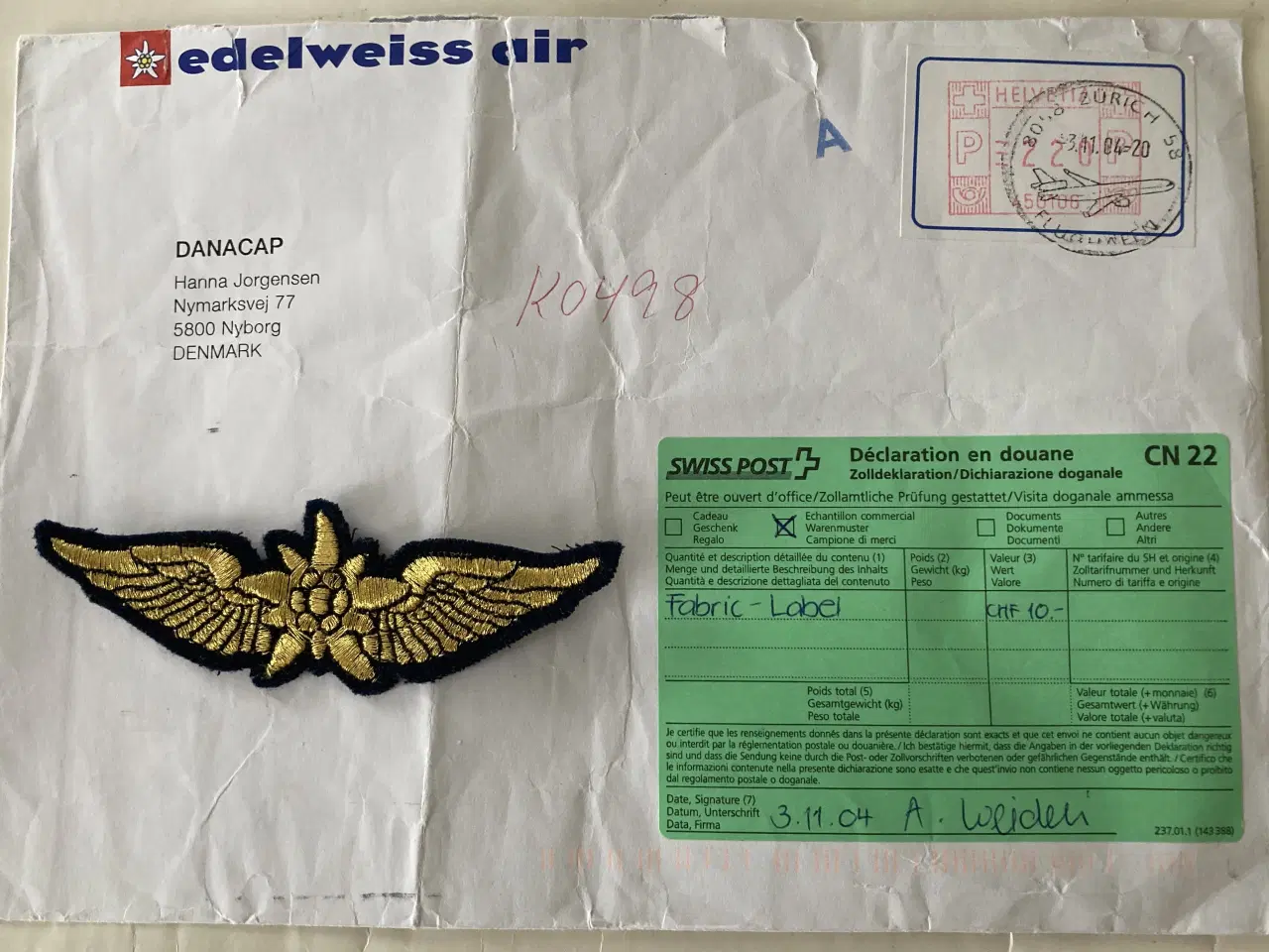 Billede 3 - Kasket emblem Pilot / Kaptajn Flyselskab Edelweiss