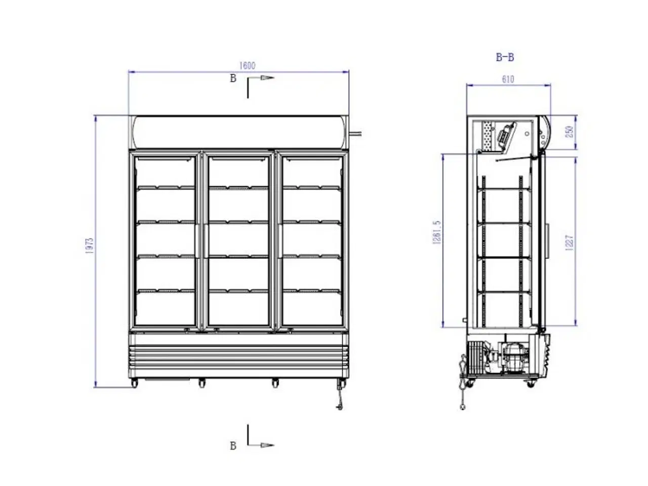 Billede 2 - Combisteel display køleskab – 1600x610x1973 mm