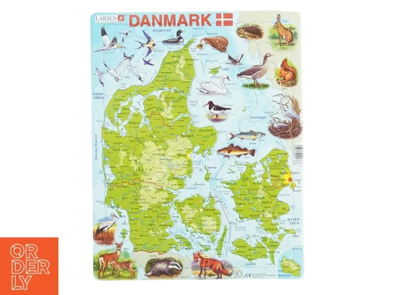 Billede 1 - Puslespil af Danmarkskort fra Larsen (str. 36 x 28 cm)