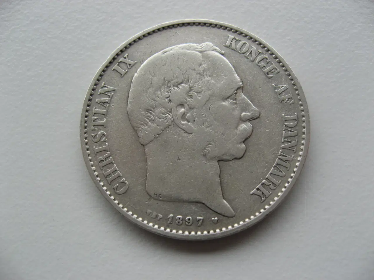 Billede 1 - Flot delfin sølv 2 kr 1897, den svære