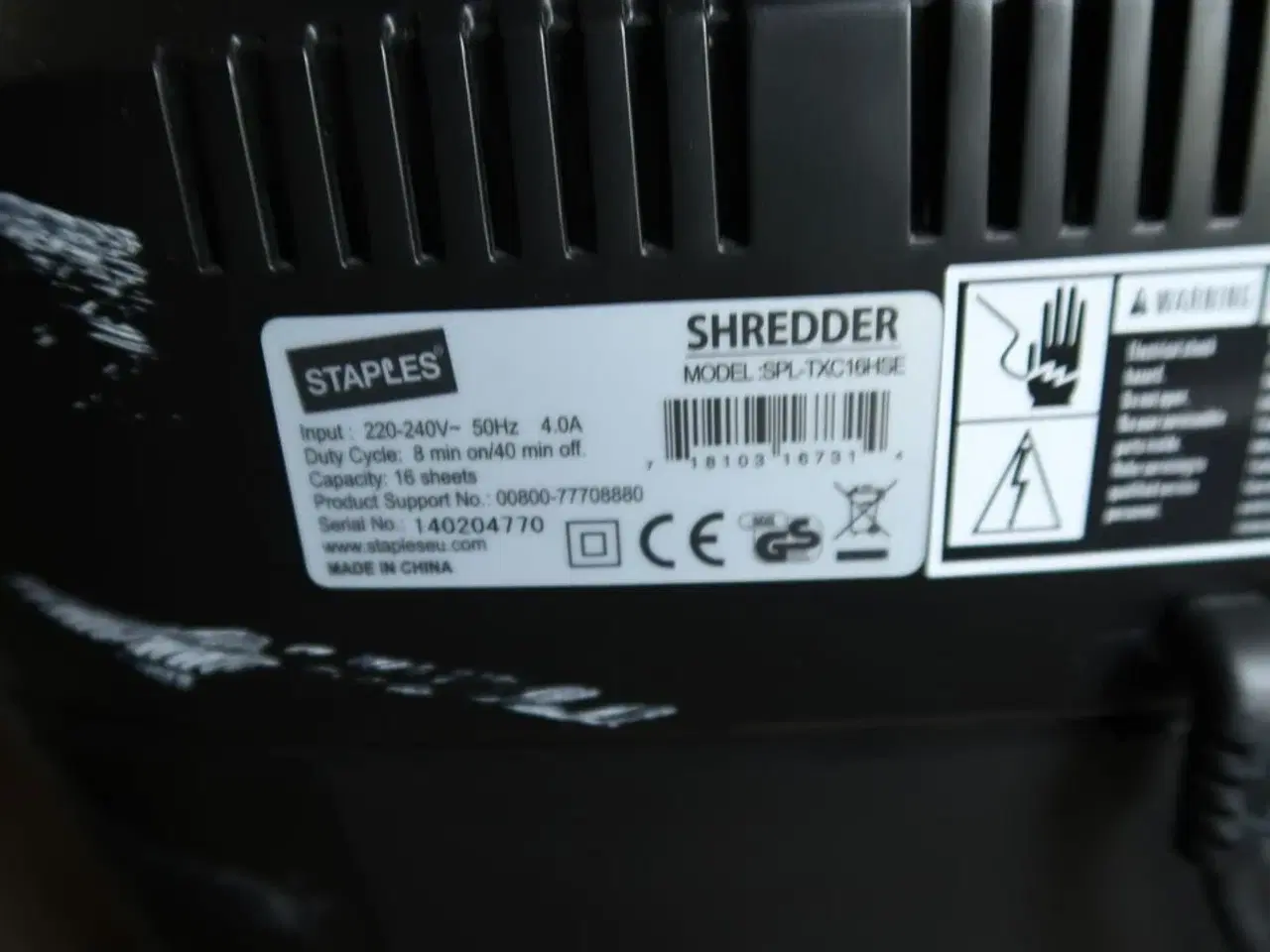 Billede 3 - Makulator SHREDDER Staples SPL-TXC16HSE