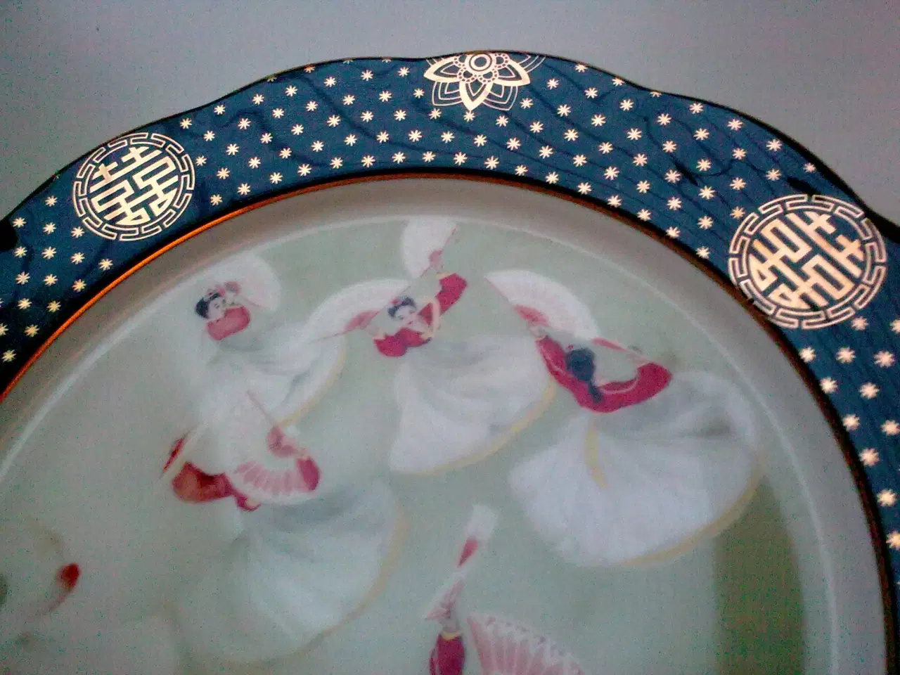Billede 13 - Kina tallerken håndmalet m guld & sommerfugl