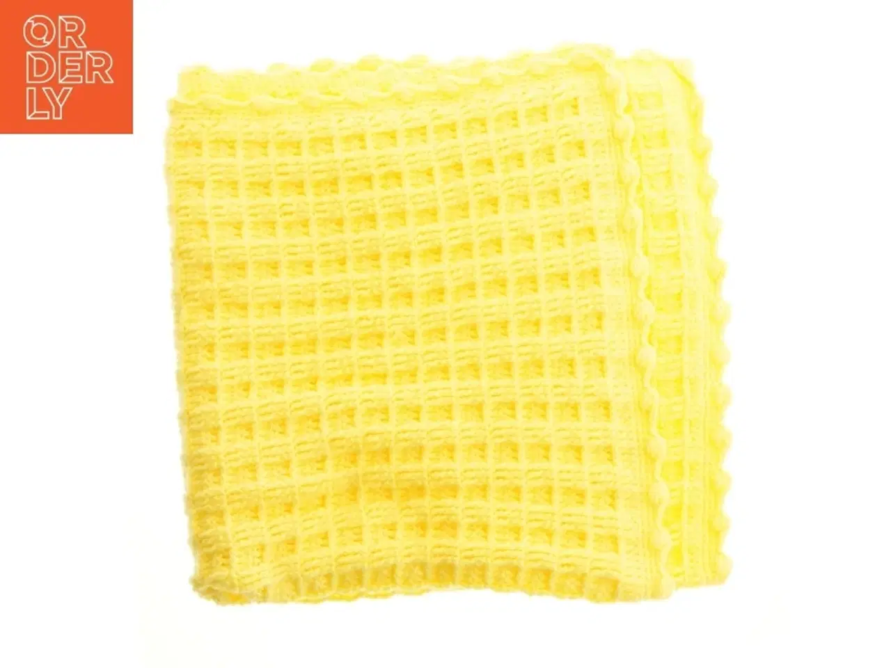 Billede 1 - Gul hæklet plaid (str. 96x90 cm)