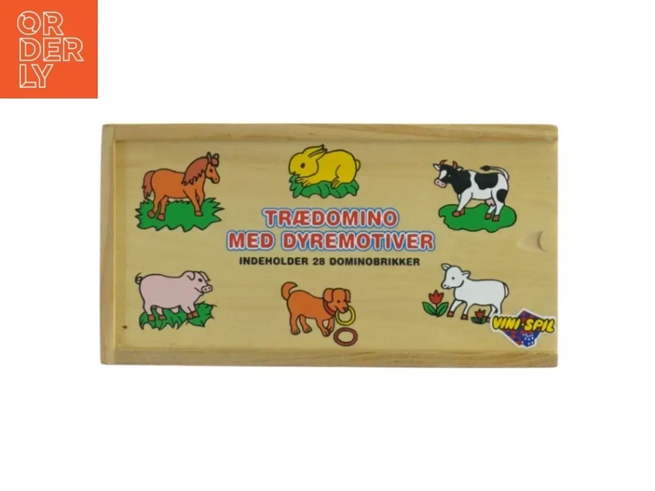 Billede 1 - Trædomino med dyremotiver (str. 18 x 10 x 5 cm)