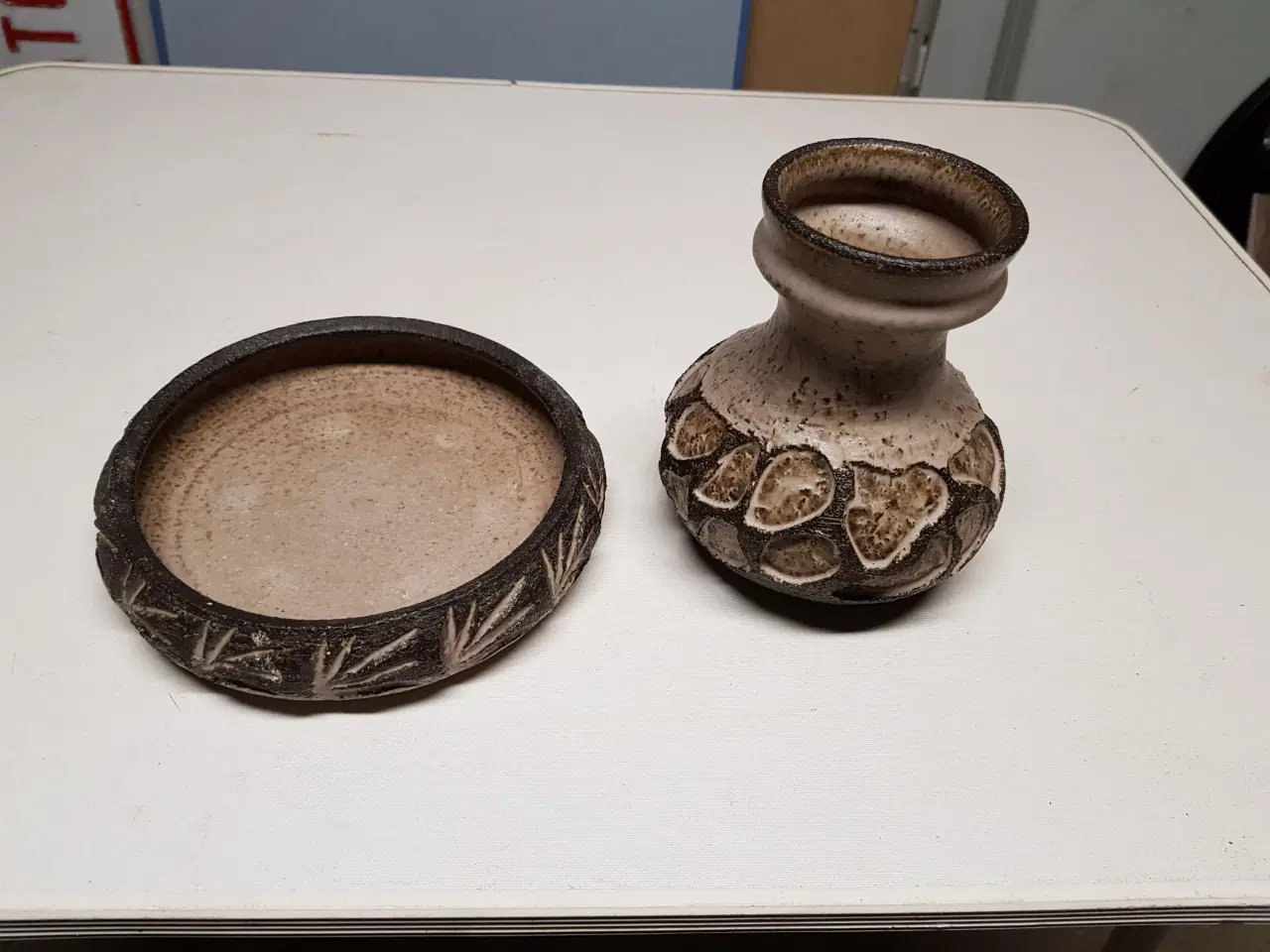 Billede 1 - Keramik Vase og fad , Løvemose  Danmark