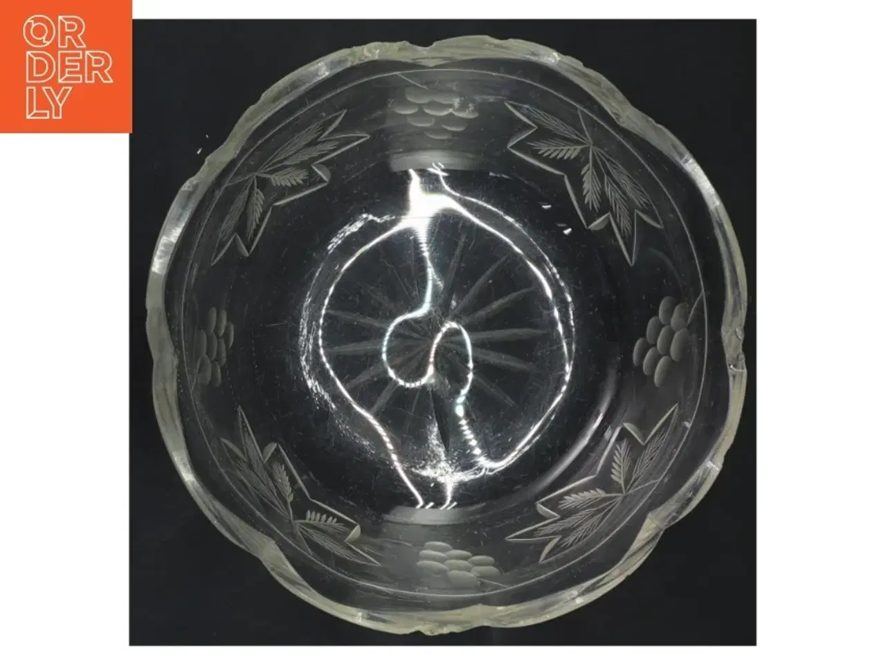 Billede 3 - Glasskål med bladmønster (str. Ø 16x6 cm)