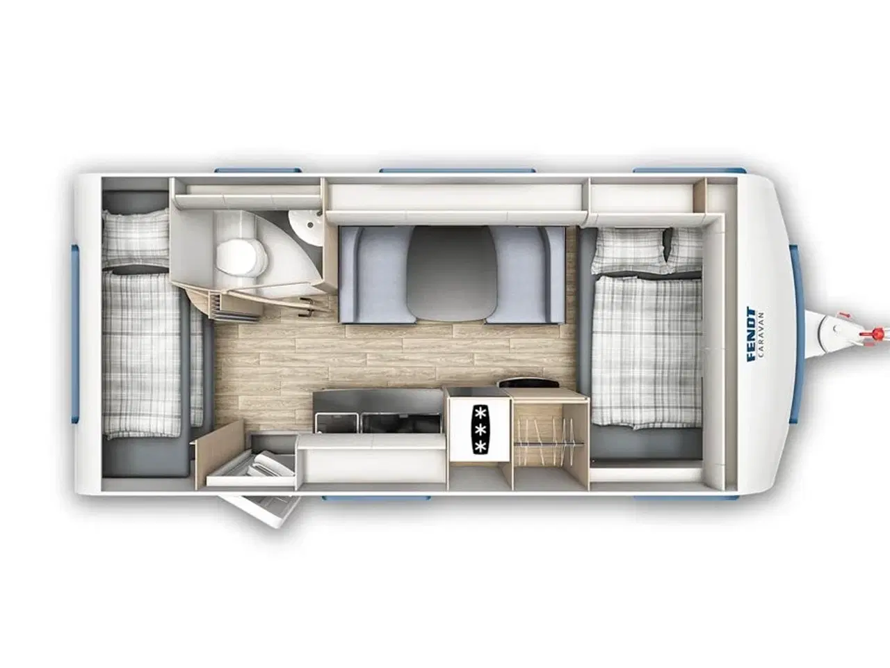 Billede 17 - 2023 - Fendt Apero 495 SKM   Fendt med tværvendt dobbeltseng og Køjer fra Hinshøj Caravan A/S