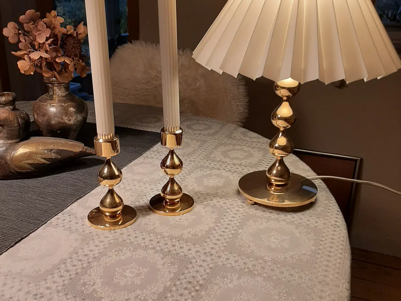 Billede 2 - Asmussen 4 dråbe bordlampe + lysestager