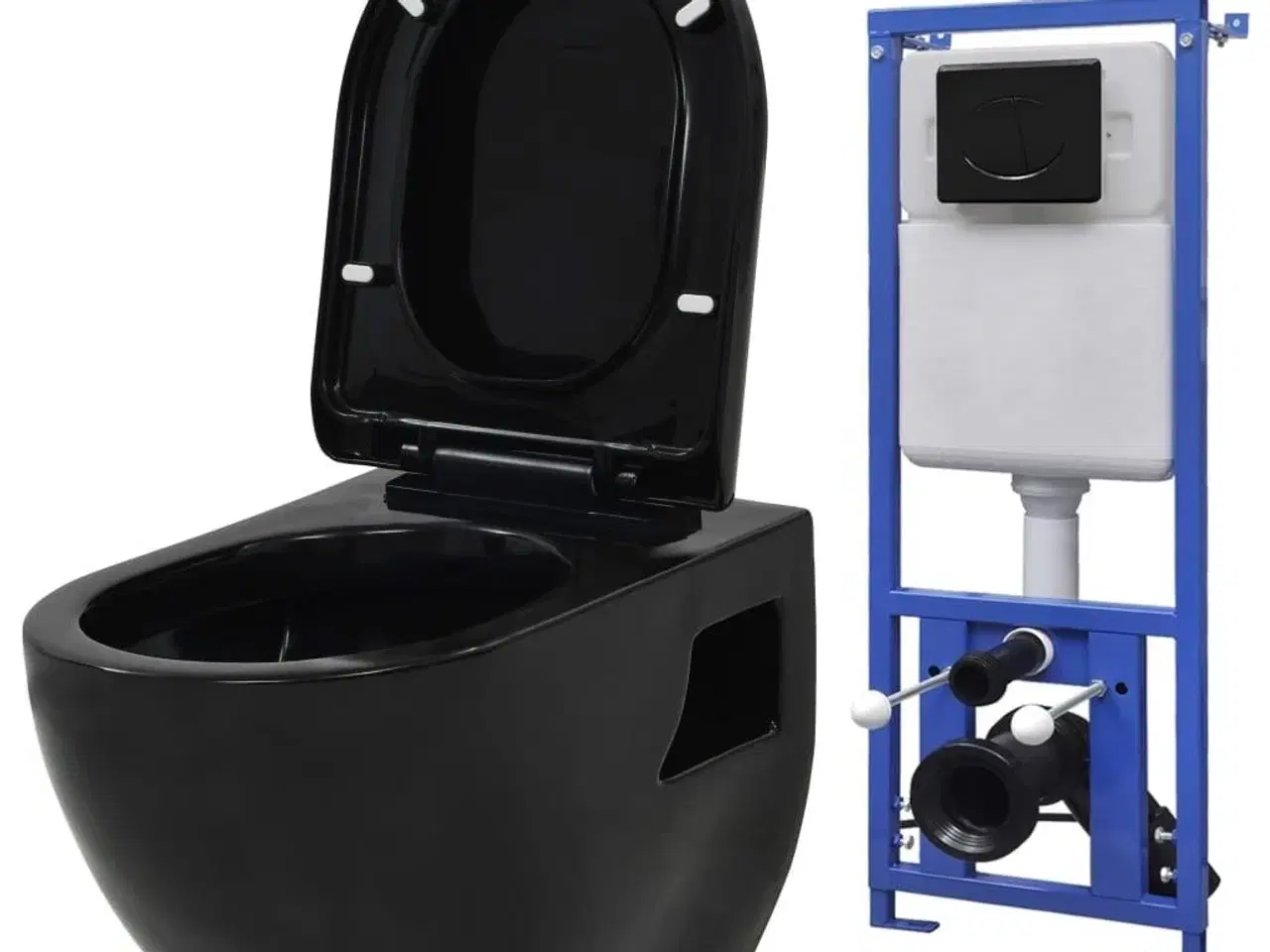 Billede 1 - Væghængt toilet med skjult cisterne keramisk sort