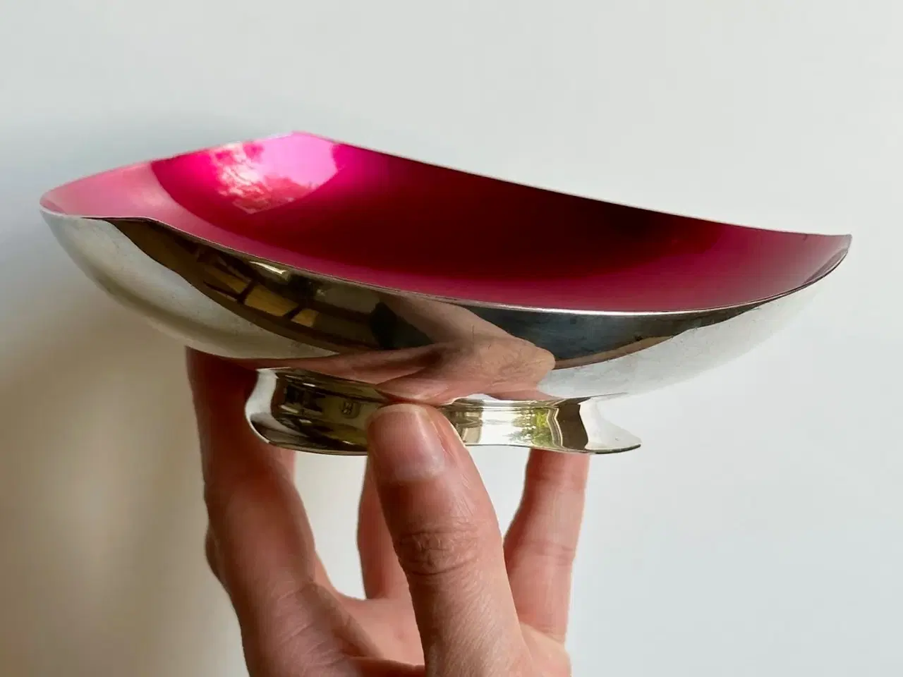 Billede 5 - Sølvbelagt skål m rød emalje