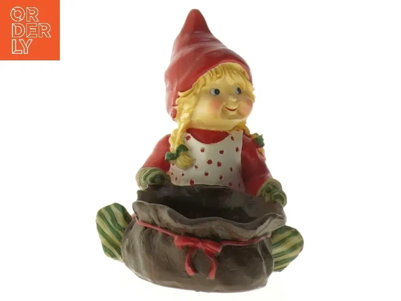 Billede 4 - Nissefigur med sæk (str. 11,5x10 cm)