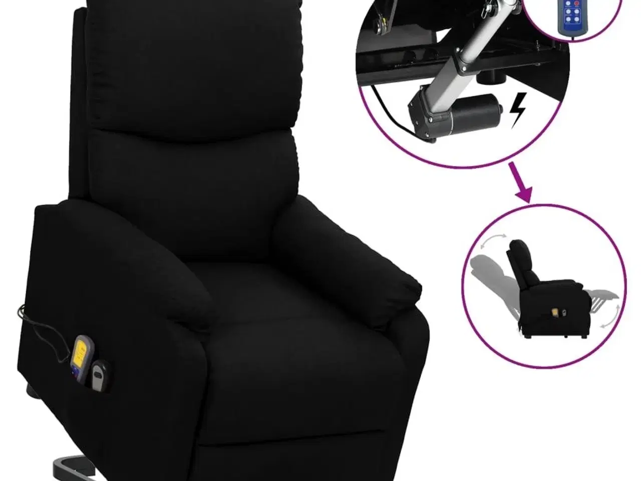 Billede 1 - Løftestol med massagefunktion stof sort