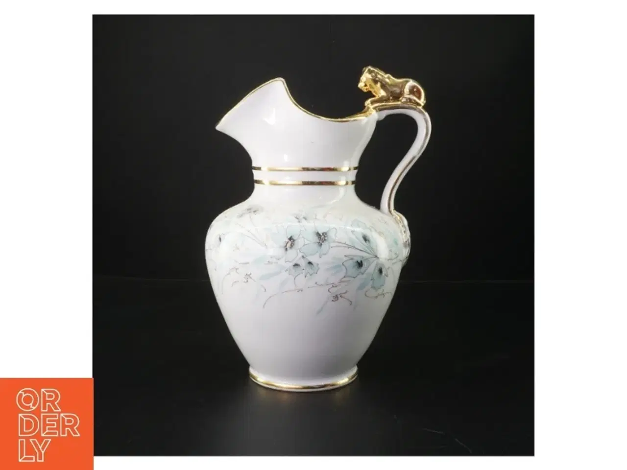 Billede 1 - Porcelænskande med gulddekoration (str. H. 26 cm)
