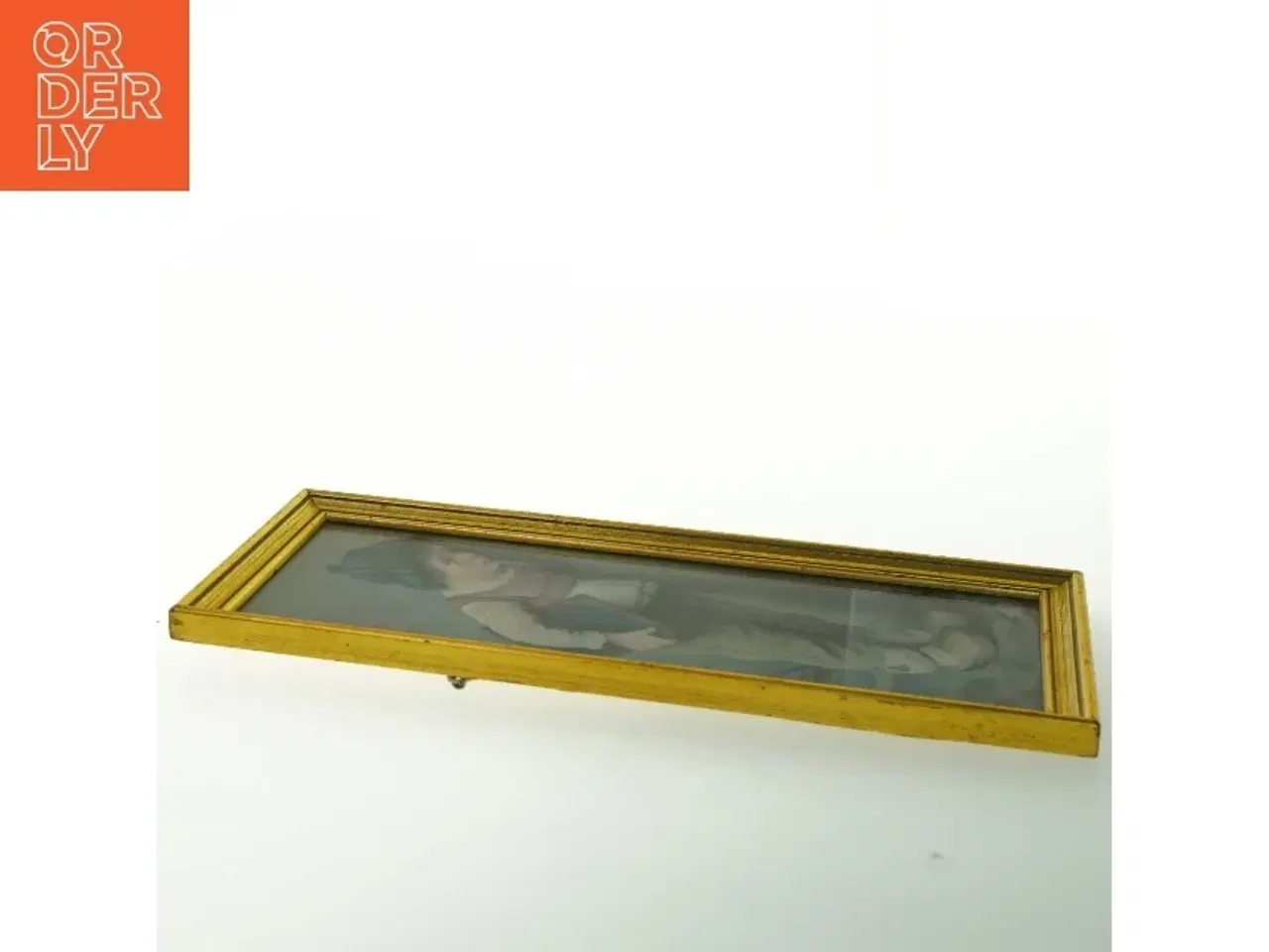 Billede 3 - Gammelt maleri af barn med bog i ramme (str. 31x14,5 cm)