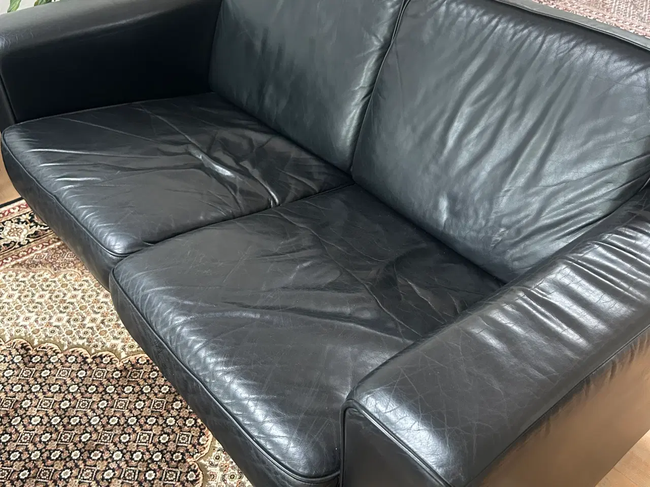Billede 3 - Sort anallin læder sofaer 