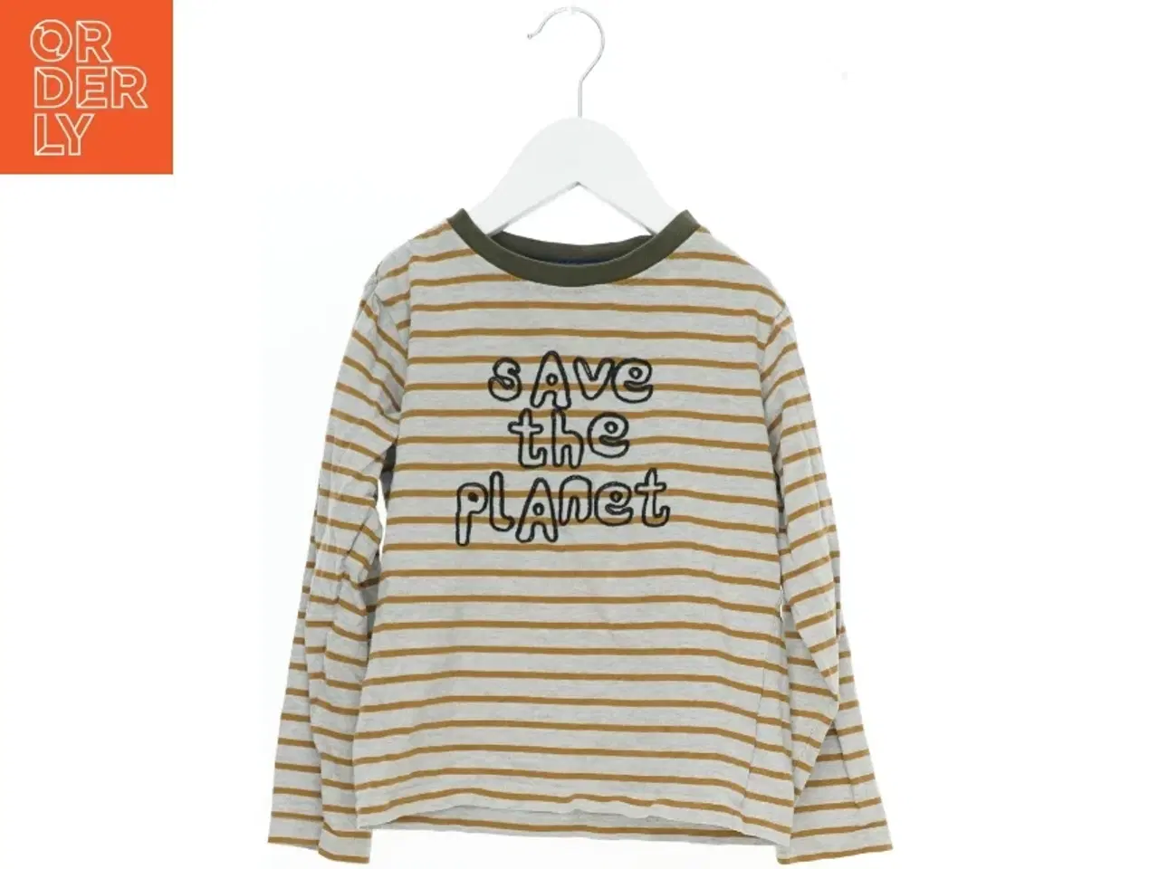 Billede 1 - Langærmet stribet T-shirt med tekst fra Friends (str. 122)