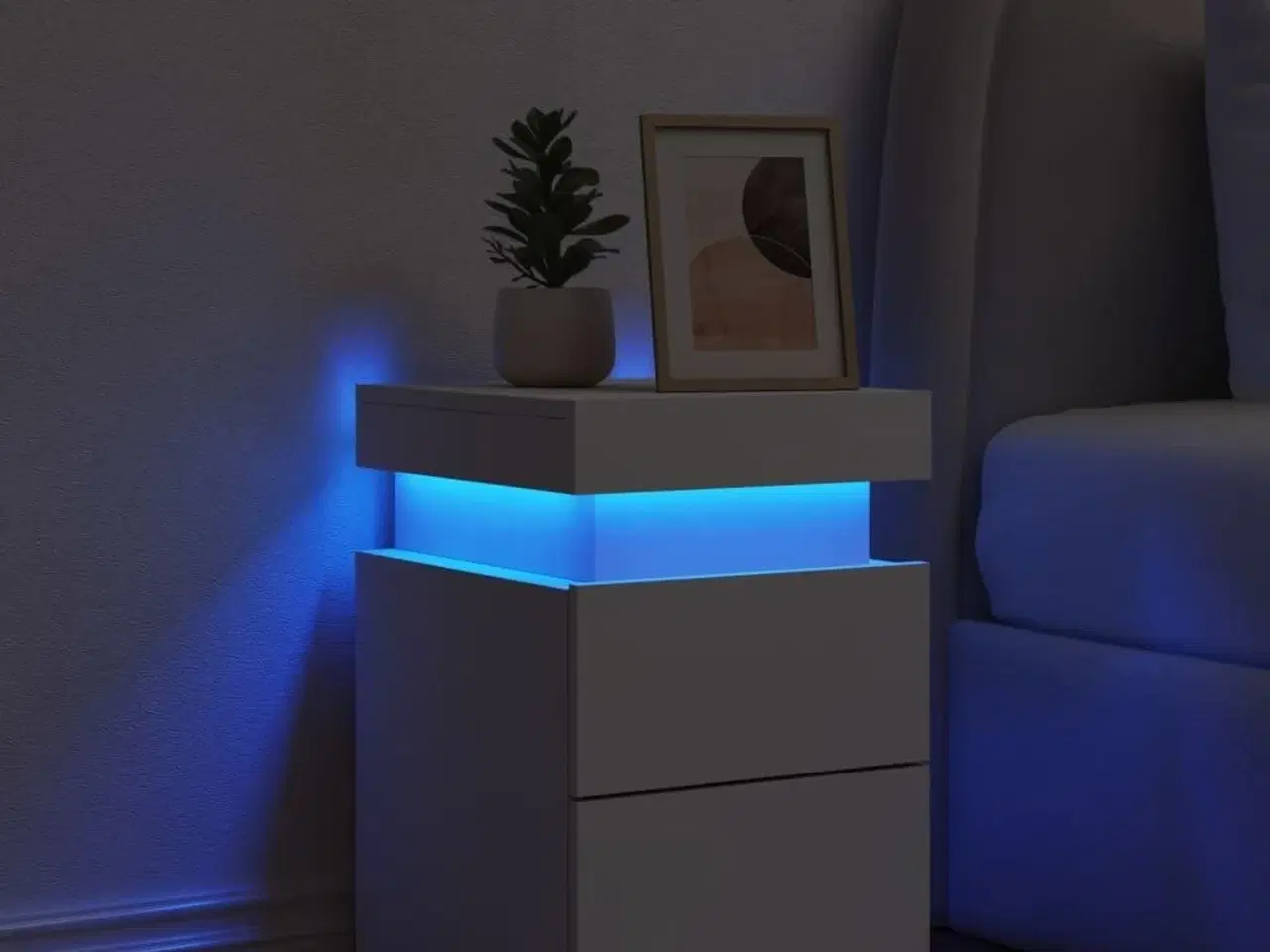 Billede 4 - Sengebord med LED-lys 35x39x55 cm hvid