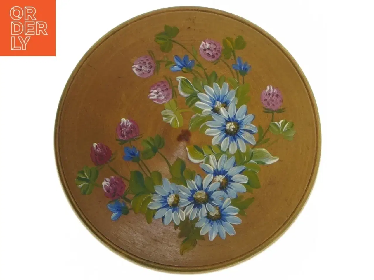 Billede 7 - Trædåse med blomstermotiv (str. Ø. 13,5 cm)
