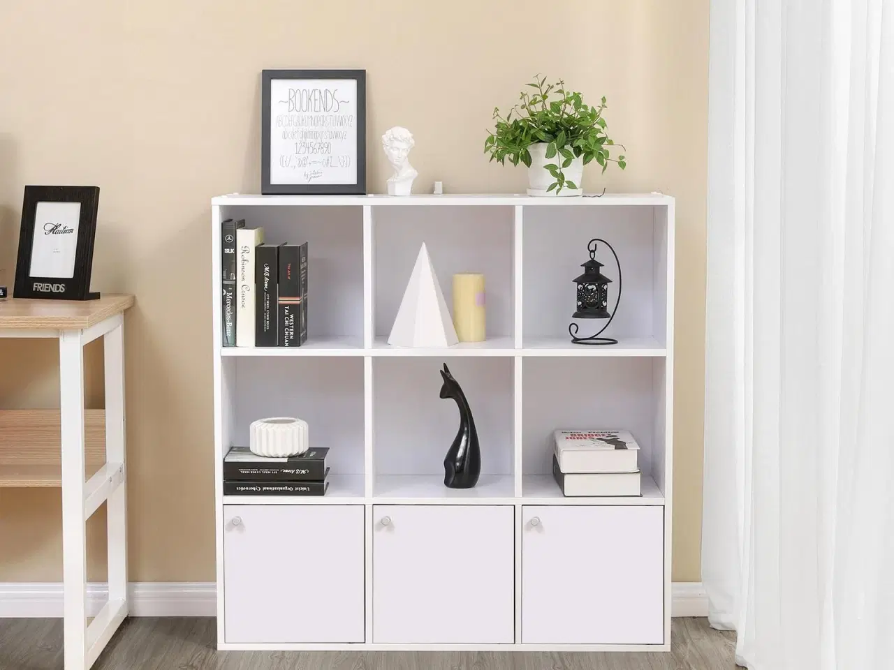 Billede 4 - Bogreol med kuber fritstående reol med 3 skabe, hvid