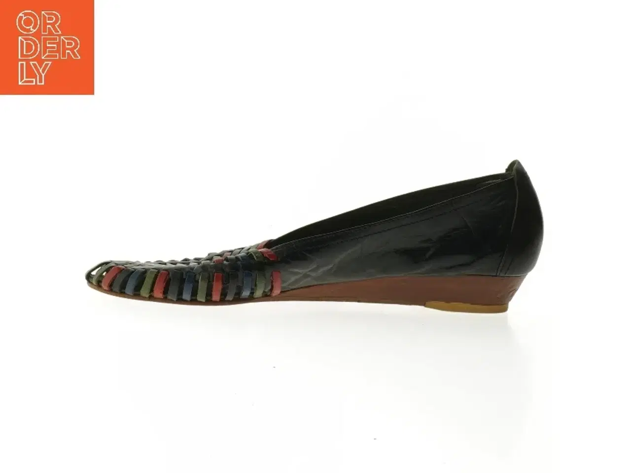 Billede 1 - Sorte læderballerinaer med flettet detalje fra Cepini (str. 38)