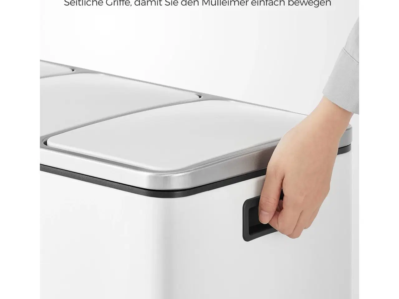 Billede 6 - Skraldespand til affaldssortering 3 x 18 l – SONGMICS pedalspand, hvid