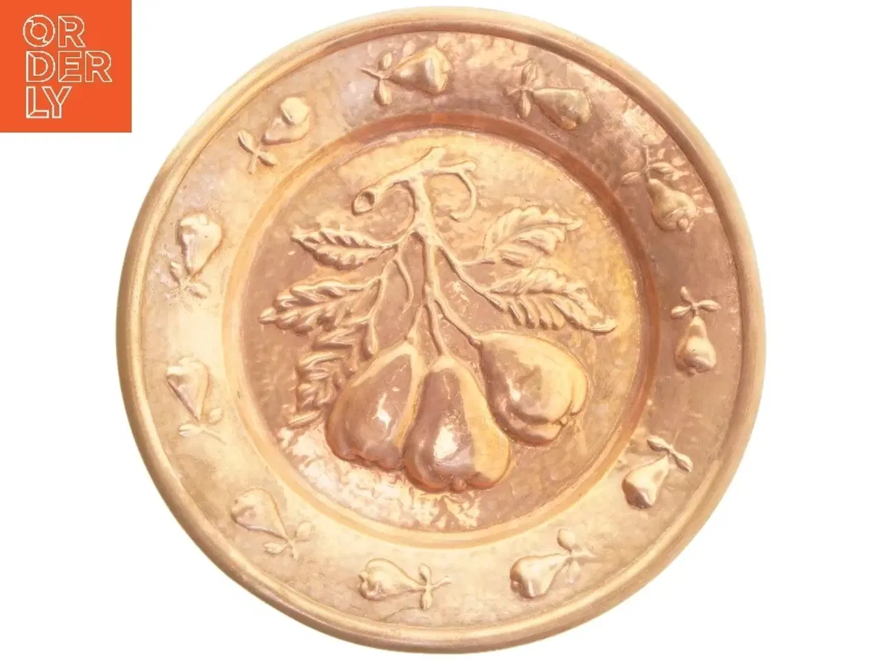 Billede 1 - Kobber platte pære-design (str. Ø 32x2,5 cm)