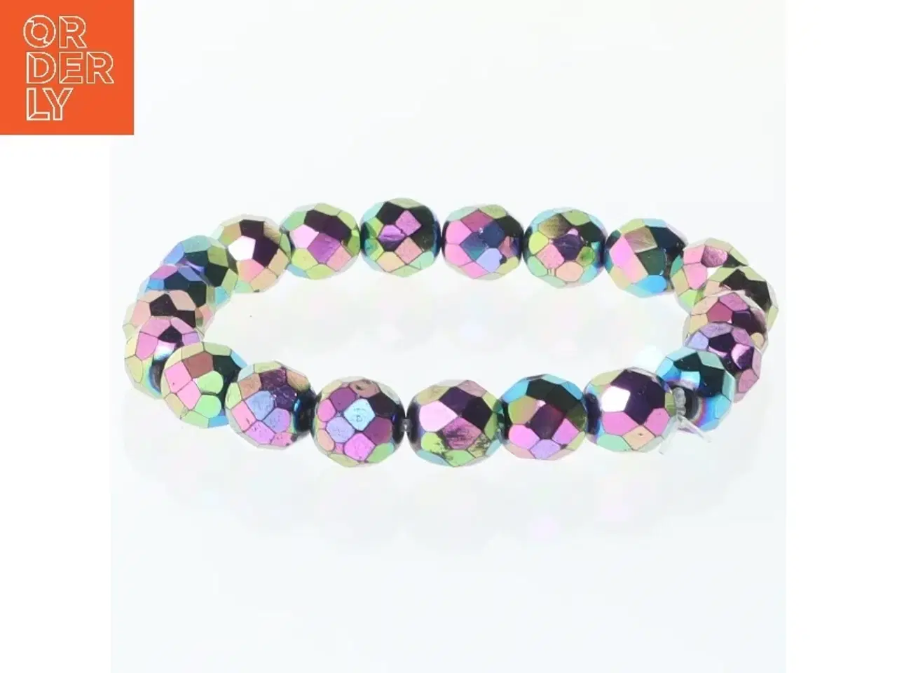Billede 2 - Perlearmbånd med flerfarvede facetter (str. Ø 7 cm)