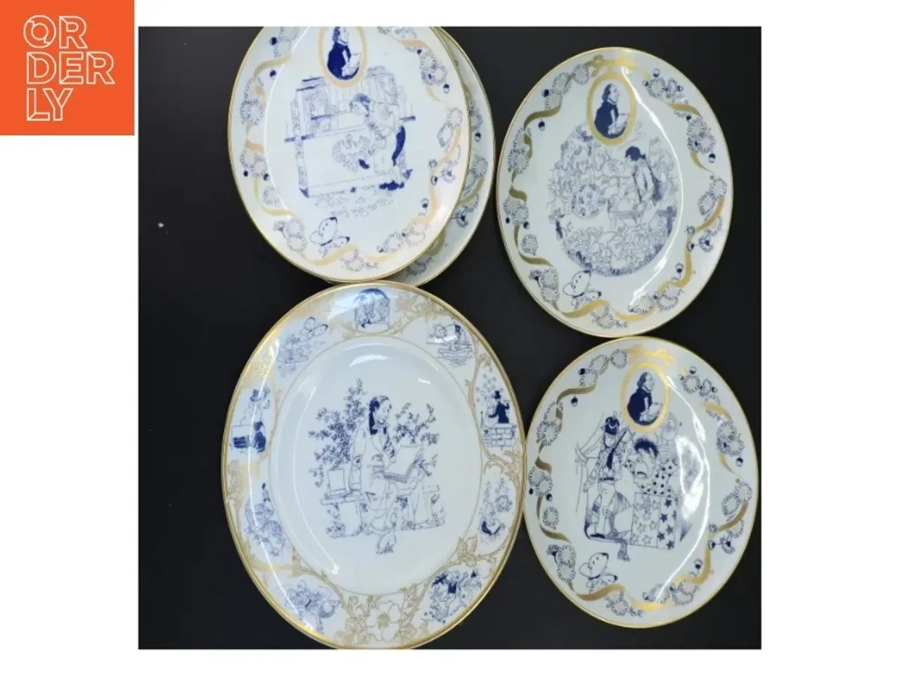 Billede 1 - Blå og hvid porcelænsplattesæt (str. Ø 19,5&ø25 cm) fra B&G