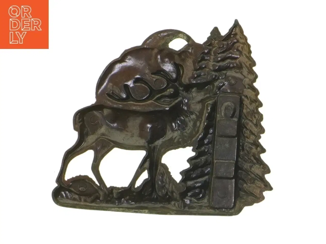 Billede 2 - Væghængt termometer med elg og træmotiv (str. 15x13 cm)