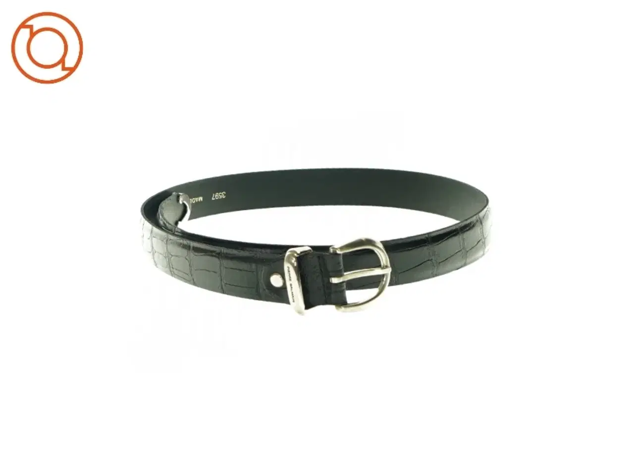 Billede 1 - Sort læder bælte med slangeskind fra Pierre Balmain (str. L: 97-97 cm)