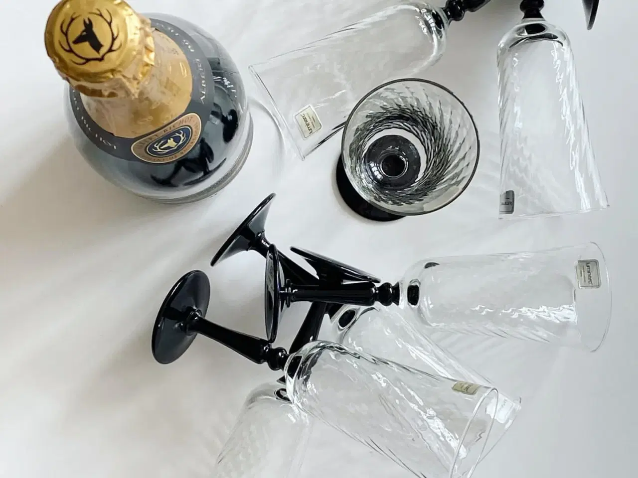 Billede 2 - Luminarc, champagne på sort fod m swirl, 10 stk samlet