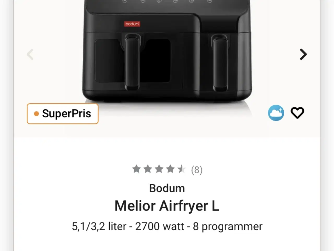 Billede 1 - Bodum Melior Airfryer L med kapacitet på 5,1/3,2 l