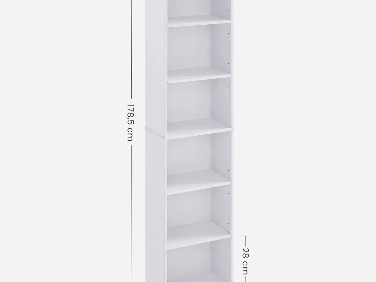 Billede 7 - Bogreol med 6 hylder skandinavisk, 40 × 24 × 178,5 cm, hvid