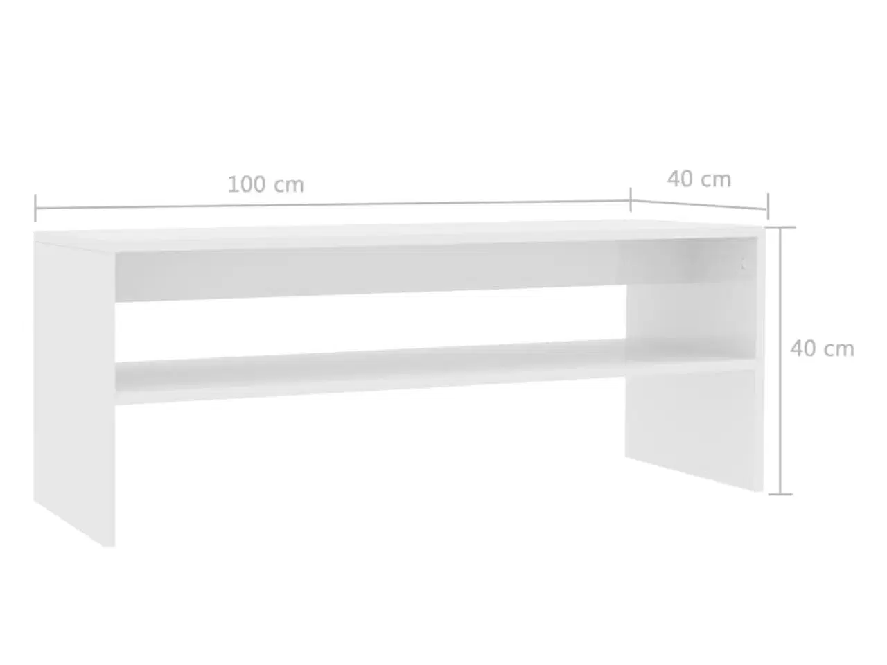 Billede 6 - Sofabord 100x40x40 cm konstrueret træ hvid højglans